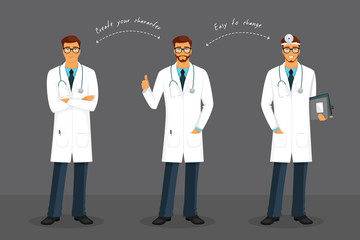 Man doctor in various poses