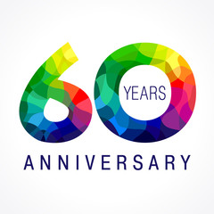 60 anniversary color logo - obrazy, fototapety, plakaty