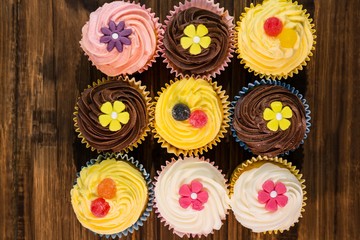 Delicious cupcakes on a table