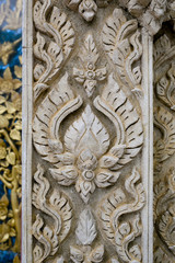 Thai painting on cement. Architecture from clay
