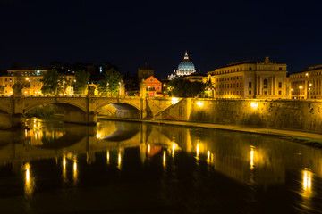 Fototapeta na wymiar Night view at St. Peter's cathedral in Rome, Italy