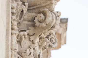 detail of column and ornaments in baroque style