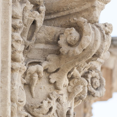 detail of column and ornaments in baroque style