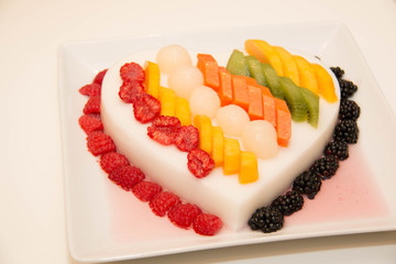  Jelly Pudding mixede Fruit Salad, dessert.