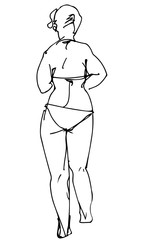 a woman in a swimsuit turned her back