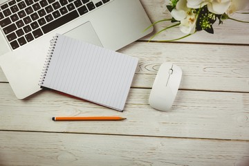 Overhead view of an desk