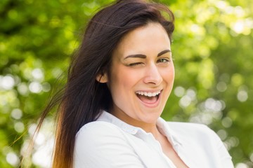 Beautiful brunette in the park