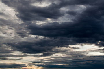 colorful dramatic sky with cloud at sunset