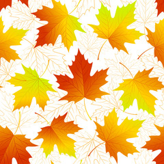 Autumn leaves seamless background. Vector illustration