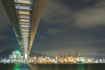 Cutterstone bridge and container port in Hong Kong