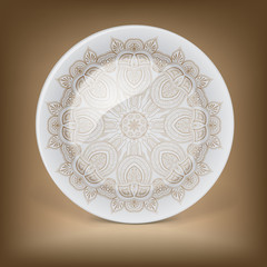 Christmas decorative plate with round lace pattern