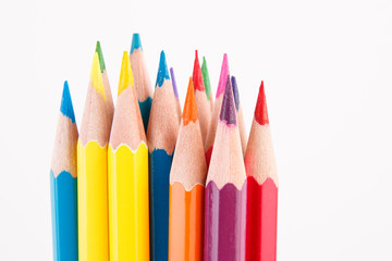 Crayons on white background