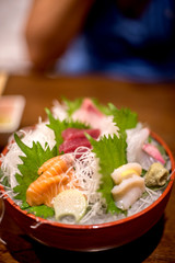 the sushi set composing of tuna, salmon