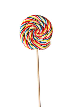 Colorful spiral lollipop candy on stick