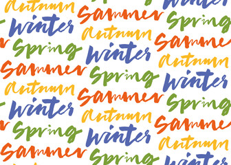 Season words seamless pattern
