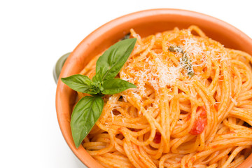 Spaghetti with tomato sauce and cheese, Italian Food