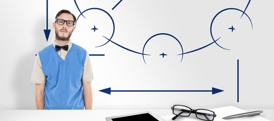 Composite image of geeky hipster wearing sweater vest