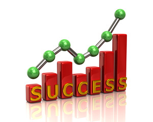 Fototapeta premium Red business graph chart of success