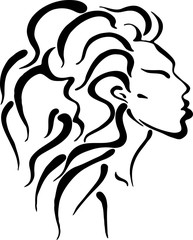 stylized curly hair woman illustration