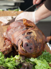 Whole roasted pig on the Spilberk food festival, Brno