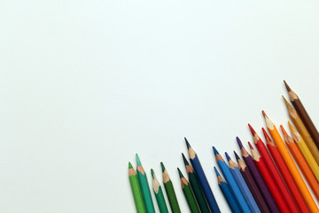 Set of Multicolor Colored Pencils or Crayons