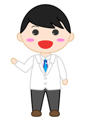 Fototapeta premium 白衣男性イラスト
