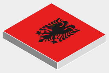 Fototapeta premium 3D Isometric Flag Illustration of the country of Albania
