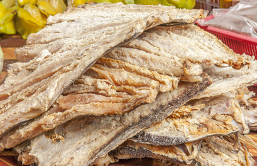 poisson séché et salé au marché de Victoria, Seychelles 