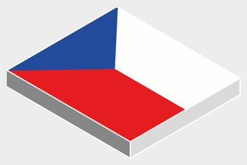 3D Isometric Flag Illustration of the country of  CzechRepublic