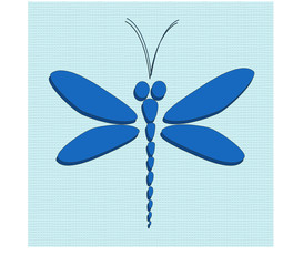 Blue vector dragonfly on the light blue background