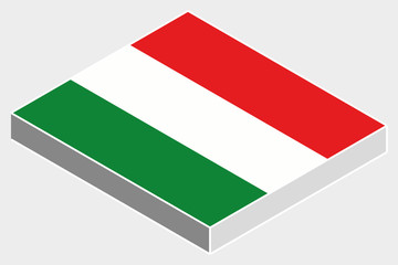 3D Isometric Flag Illustration of the country of  Hungary