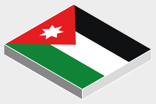 3D Isometric Flag Illustration of the country of  Jordan