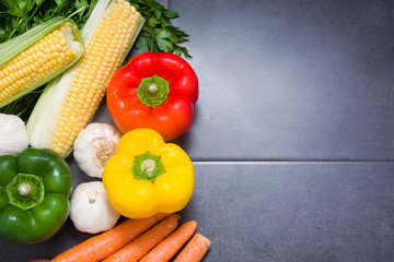 Vegetables on slate table