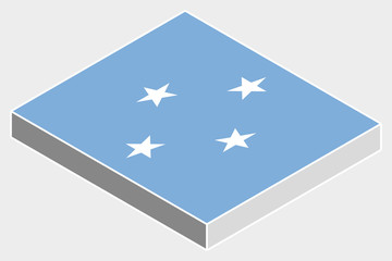 3D Isometric Flag Illustration of the country of  Micronesia