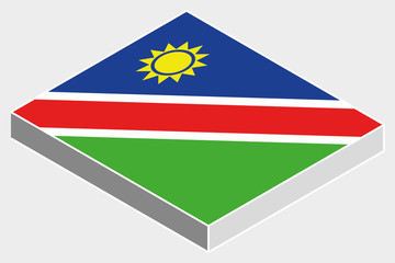 3D Isometric Flag Illustration of the country of  Namibia