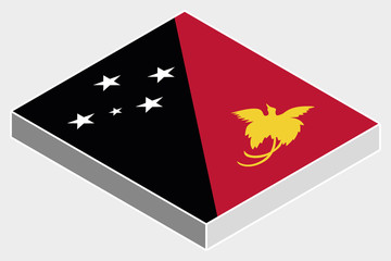 3D Isometric Flag Illustration of the country of  PapuaNewGuinea