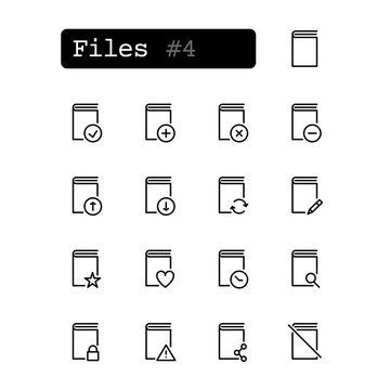 Set line thin icons. Vector. Document, file.