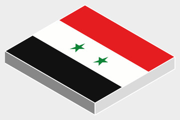 3D Isometric Flag Illustration of the country of  Syria