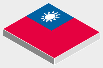 3D Isometric Flag Illustration of the country of  Taiwan