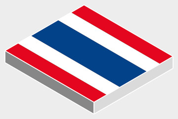 3D Isometric Flag Illustration of the country of  Thailand