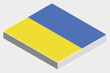 3D Isometric Flag Illustration of the country of  Ukraine