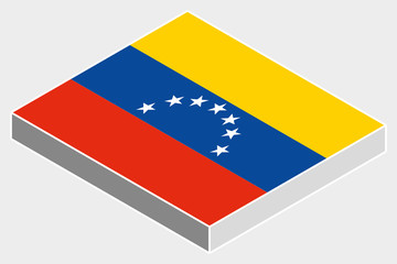 3D Isometric Flag Illustration of the country of  Venezuela