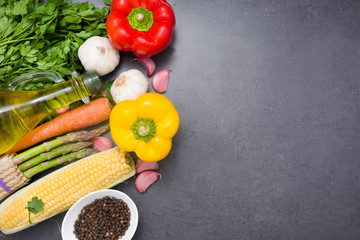 Vegetables on slate table