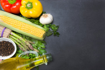 Vegetables on slate table