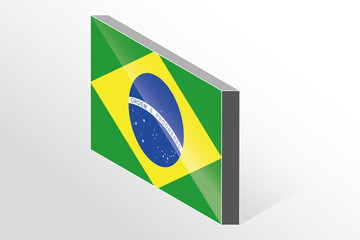 3D Isometric Flag Illustration of the country of  Brazil