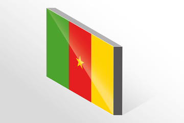 3D Isometric Flag Illustration of the country of  Cameroon