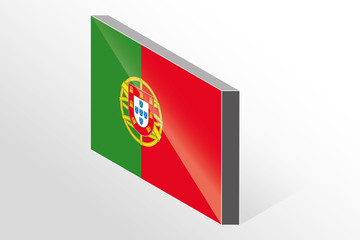 3D Isometric Flag Illustration of the country of  Portugal