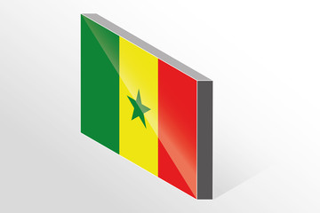 3D Isometric Flag Illustration of the country of  Senegal