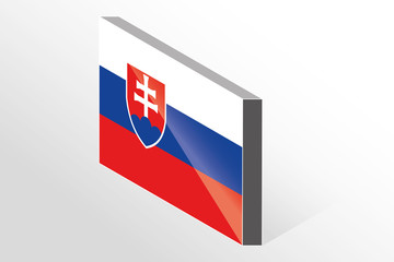 3D Isometric Flag Illustration of the country of  Slovakia