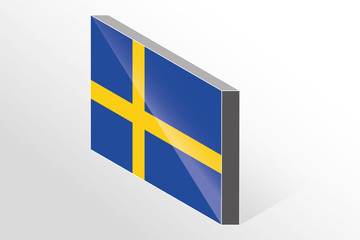 3D Isometric Flag Illustration of the country of  Sweden